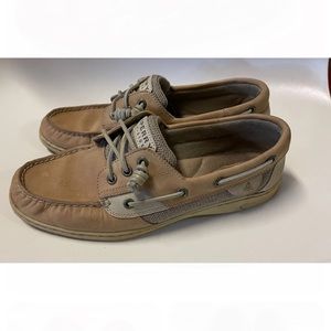 Sperry Womens Top-Sider Songfish Tan Leather Lace Up Boat Shoes Size 9.5